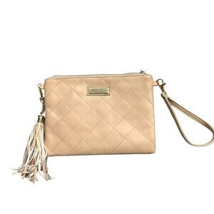 Gigi Hill pink nude quilted wristlet bag purse